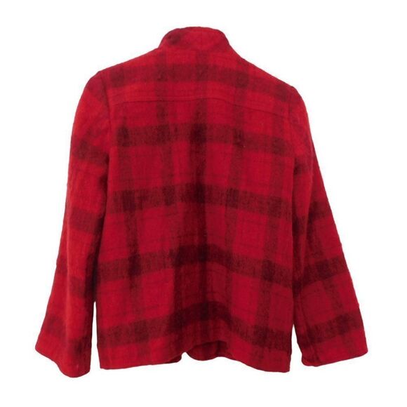 Vintage Womens Mohair Wool Jacket Liz Clairbone Size 6 Red Blazer Plaid - Picture 4 of 5